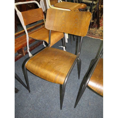 682 - A SET OF FOUR INDUSTRIAL STYLE STACKING DINING CHAIRS