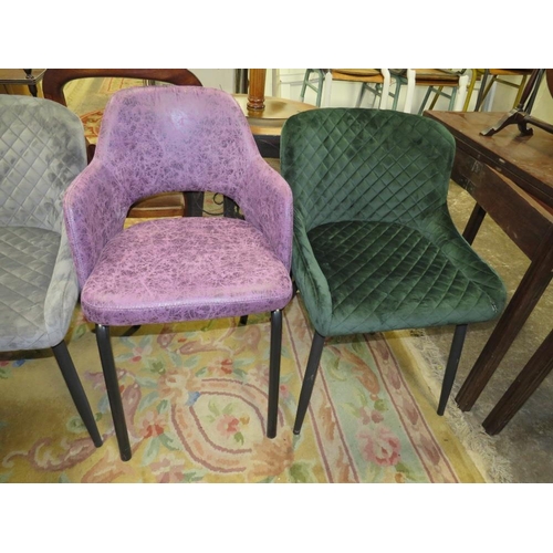 685 - A MIXED SET OF SEVEN UPHOLSTERED DINING CHAIRS