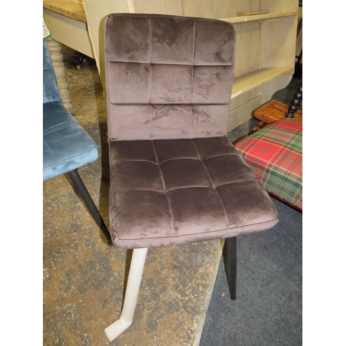 686 - A HARLEQUIN SET OF FIVE VELVET EFFECT DINING CHAIRS