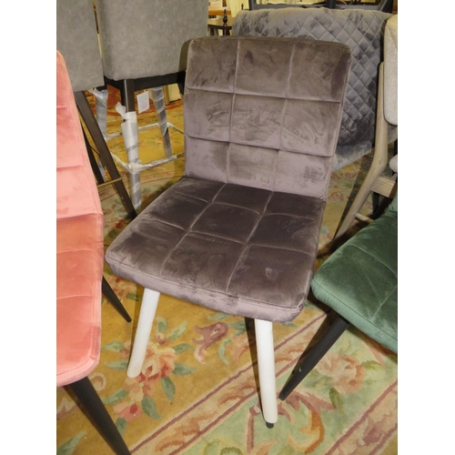 686 - A HARLEQUIN SET OF FIVE VELVET EFFECT DINING CHAIRS