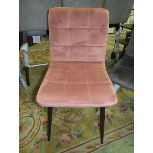 686 - A HARLEQUIN SET OF FIVE VELVET EFFECT DINING CHAIRS