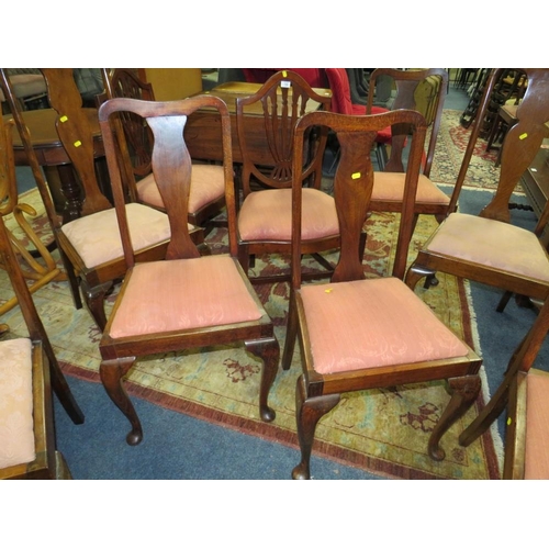 700 - A MIXED SET OF TEN MAHOGANY AND OAK DINING CHAIRS WITH DROP- IN SEATS (10)