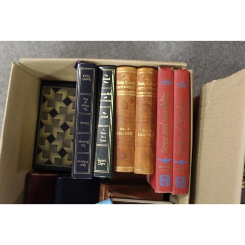 74 - TWO BOXES OF ASSORTED MODERN AND VINTAGE BOOKS TO INCLUDE VINTAGE POETRY BOOKS ETC AND A QUANTITY OF... 