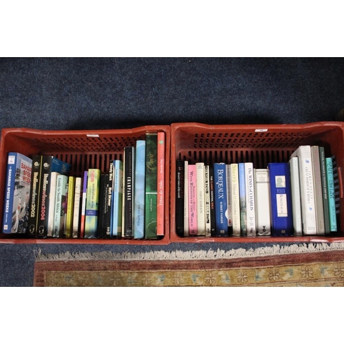 96 - TWO TRAYS OF ASSORTED WINE REFERENCE / INFORMATION BOOKS ETC