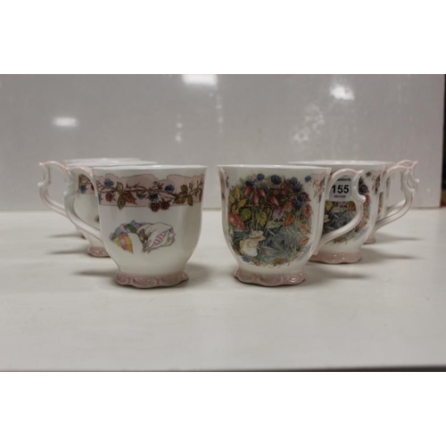 155 - A SET OF SIX ROYAL DOULTON BRAMBLY HEDGE 'AUTUMN' PATTERN BEAKERS / MUGS