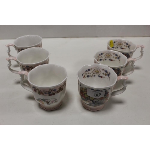 155 - A SET OF SIX ROYAL DOULTON BRAMBLY HEDGE 'AUTUMN' PATTERN BEAKERS / MUGS