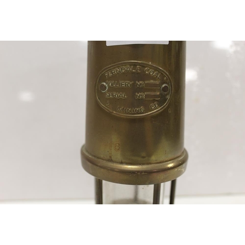 165 - A VINTAGE FERNDALE COAL & MINING Co. BRASS MINERS LAMP