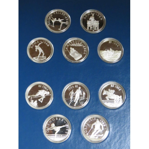 231 - THE OFFICIAL HISTORY OF THE OLYMPIC GAMES LIMITED EDITION SOLID SILVER PROOF SET CONTAINING FIFTY CA... 