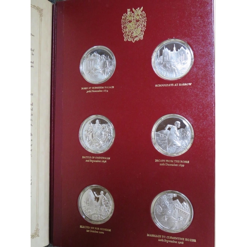 235 - THE CHURCHILL CENTENARY TRUST STERLING SILVER PROOF EDITION COIN SET CONSISTING OF 24 COINS BY JOHN ... 