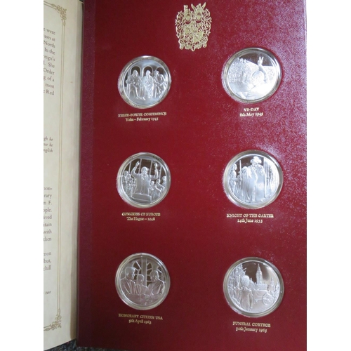 235 - THE CHURCHILL CENTENARY TRUST STERLING SILVER PROOF EDITION COIN SET CONSISTING OF 24 COINS BY JOHN ... 