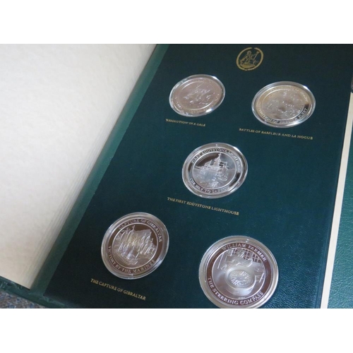 240 - THE MOUNTBATTEN MEDALLIC HISTORY OF GREAT BRITAIN & THE SEA LIMITED EDITION SET OF FOUR EMBOSSED BOU... 