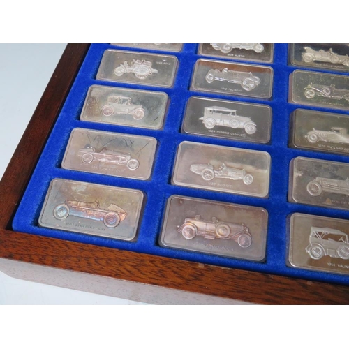 242 - THE LORD MONTAGU COLLECTION OF GREAT CAR INGOTS IN FITTED WOODEN DISPLAY CASE COMPLETE WITH CERTIFIC... 