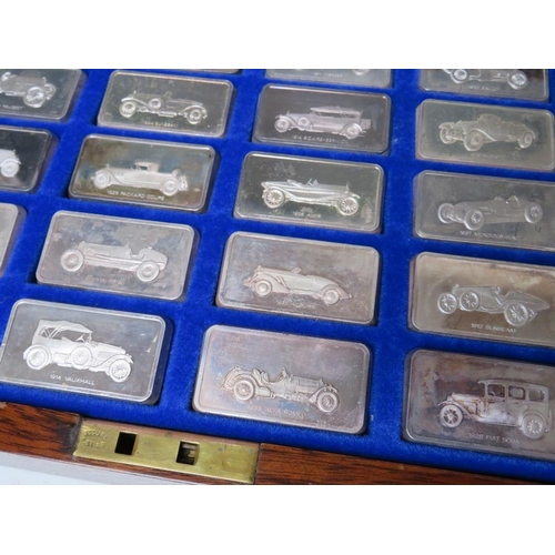 242 - THE LORD MONTAGU COLLECTION OF GREAT CAR INGOTS IN FITTED WOODEN DISPLAY CASE COMPLETE WITH CERTIFIC... 