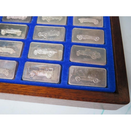 242 - THE LORD MONTAGU COLLECTION OF GREAT CAR INGOTS IN FITTED WOODEN DISPLAY CASE COMPLETE WITH CERTIFIC... 