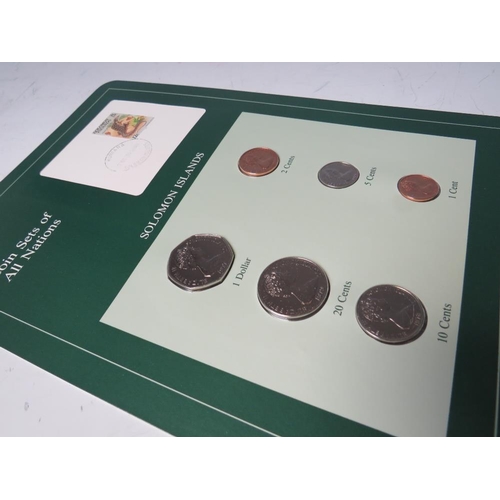 243 - FOUR EMBOSSED VOLUMES OF THE COIN SETS OF ALL NATIONS CONTAINING 'FRESH SETS OF CIRCULATING COINAGE ... 