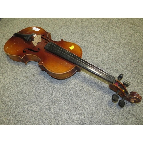 315 - A VINTAGE VIOLIN WITH TWO PIECE BACK AND AUBERT BRIDGE