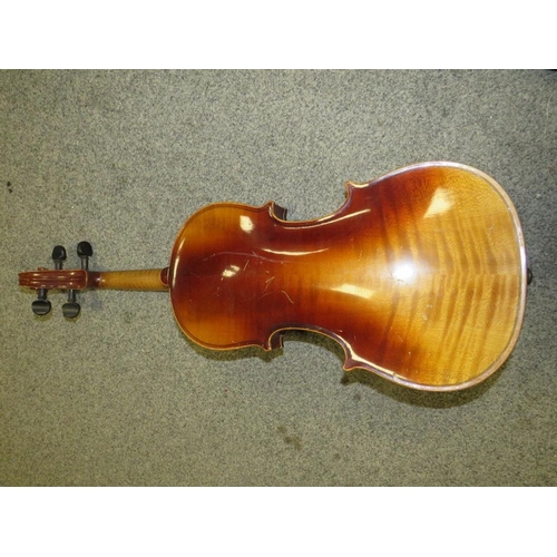 315 - A VINTAGE VIOLIN WITH TWO PIECE BACK AND AUBERT BRIDGE