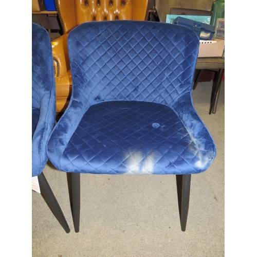 656 - A PAIR OF MODERN DEEP BLUE UPHOLSTERED DINING CHAIRS