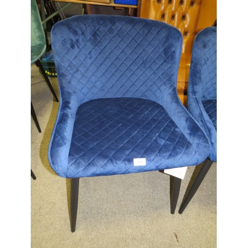 656 - A PAIR OF MODERN DEEP BLUE UPHOLSTERED DINING CHAIRS