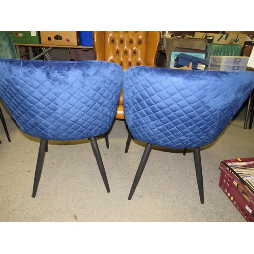 656 - A PAIR OF MODERN DEEP BLUE UPHOLSTERED DINING CHAIRS