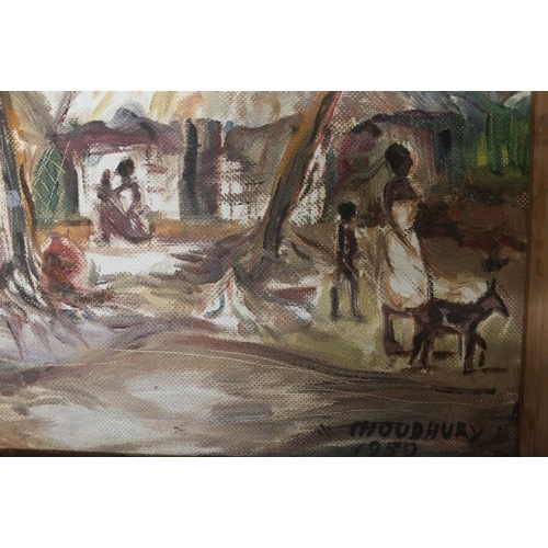 28 - A COLLECTION OF 8 ASSORTED AFRICAN PICTURES TO INCLUDE OILS, PENCIL SKETCHES ETC