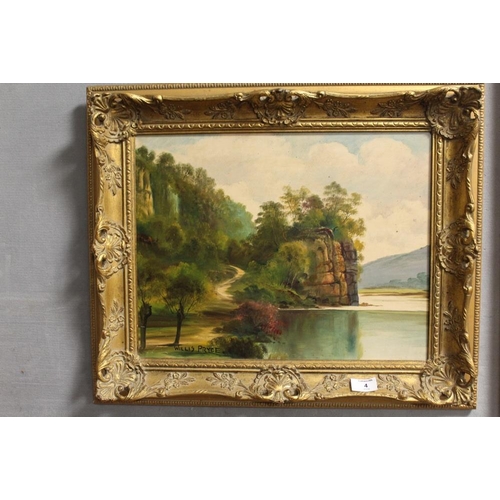 4 - A SIGNED OIL ON BOARD OF A RIVER LANDSCAPE SIGNED WILLIS-PRYCE