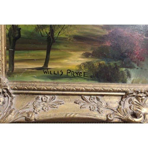 4 - A SIGNED OIL ON BOARD OF A RIVER LANDSCAPE SIGNED WILLIS-PRYCE