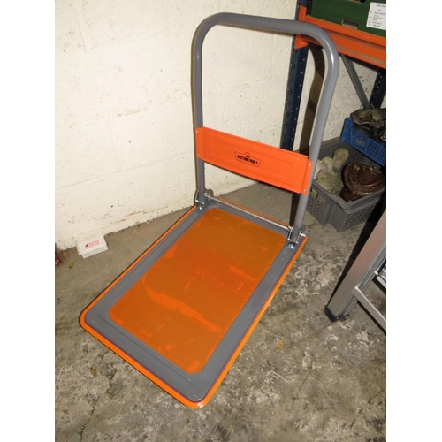 534 - A MODERN SET OF ALLOY STEPS AND AN ORANGE TROLLEY (2)