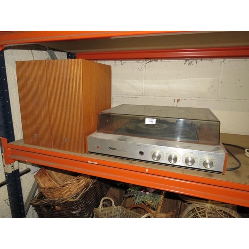 535 - A RETRO 'ULTRA' RECORD PLAYER AND SPEAKERS