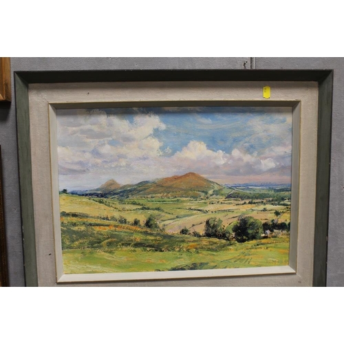 7 - JOHN ALFORD - A FRAMED OIL ON BOARD OF A COUNTRY LANDSCAPE