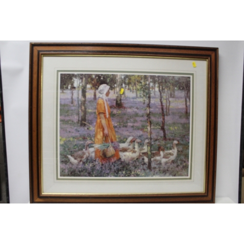 30 - FOUR ASSORTED FRAMED AND GLAZED PRINTS TO INCLUDE A TIGER COLOUR ENGRAVING ENTITLED 'ROYAL GAME' - H... 