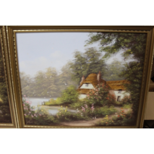 40 - A PAIR OF GILT FRAMED OIL ON CANVAS PAINTINGS, SIGNED TERRY HEATH LOWER LEFT (1943-2011) WITH ORIGIN... 