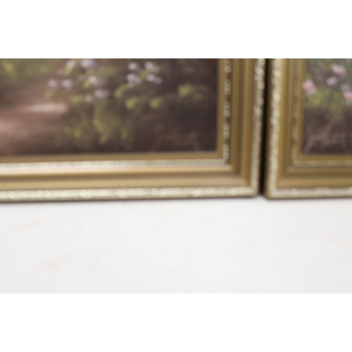 40 - A PAIR OF GILT FRAMED OIL ON CANVAS PAINTINGS, SIGNED TERRY HEATH LOWER LEFT (1943-2011) WITH ORIGIN... 