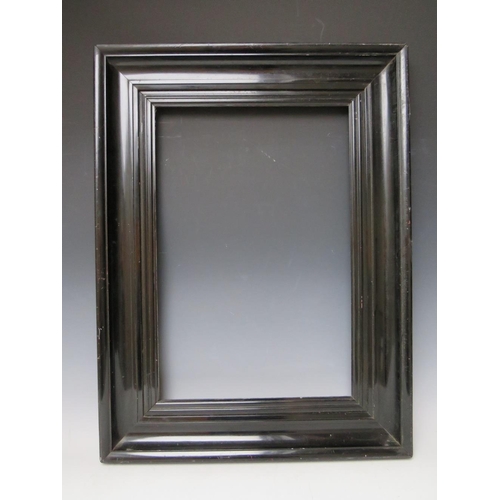 100 - A LATE 19TH / EARLY 20TH CENTURY EBONISED DUTCH FRAME, with black slip, frame W 6.5 cm, rebate 38.5 ... 