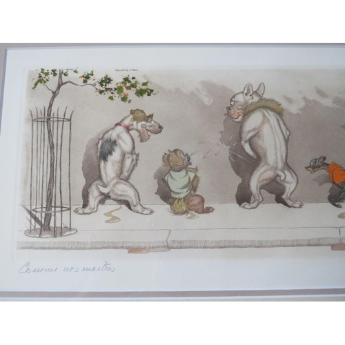 11 - BORIS O'KLEIN (1893-1985). A set of three 'Dogs of Paris', coloured prints, to include 'A La Queue',... 