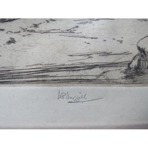 23 - HENRY PERCY HUGGILL (1886-1957). A Continental wooded river landscape with figures and hill top chat... 