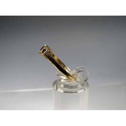 247 - A HALLMARKED 9CT GOLD FIVE STONE SAPPHIRE HALF ETERNITY STYLE DRESS RING, ring size Q ½, approximate... 