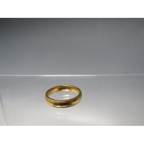 248 - A HALLMARKED 18CT GOLD WEDDING BAND, ring size Q ½ / R, approximately 6.34 g
