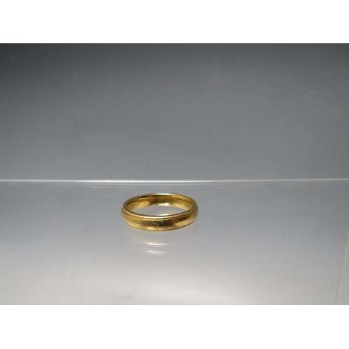 248 - A HALLMARKED 18CT GOLD WEDDING BAND, ring size Q ½ / R, approximately 6.34 g