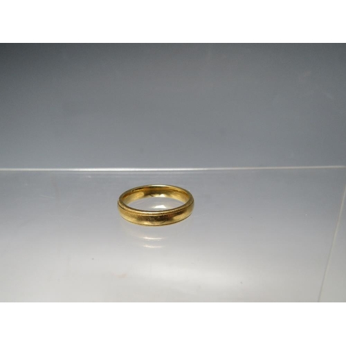 248 - A HALLMARKED 18CT GOLD WEDDING BAND, ring size Q ½ / R, approximately 6.34 g