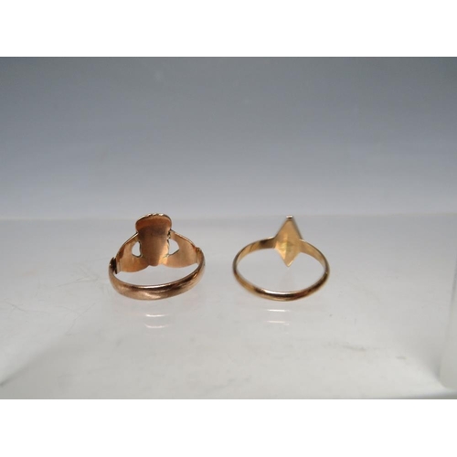 266 - A 9CT GOLD CLADDAUGH RING A/F, size P, approx 3.95 g, together with a hallmarked 9ct gold and diamon... 