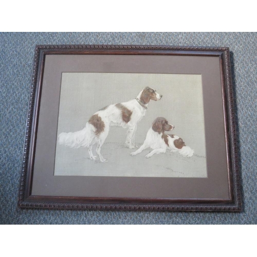 28 - H.A. CAMERON-ROSE (XIX-XX). Study of two spaniels, signed lower right, mixed media on paper laid on ... 