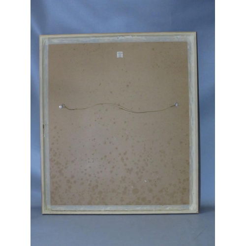 29 - A 20TH CENTURY INTERIOR SCENE, with seated young woman before a window, landscape beyond, indistinct... 