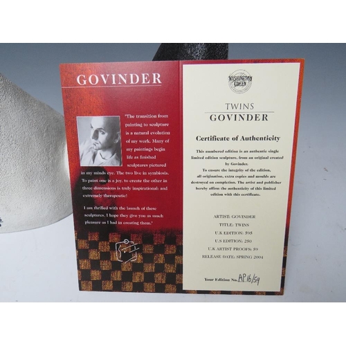 3 - GOVINDER NAZRAM (XX). 'Twins', signed limited edition sculpture, with certificate