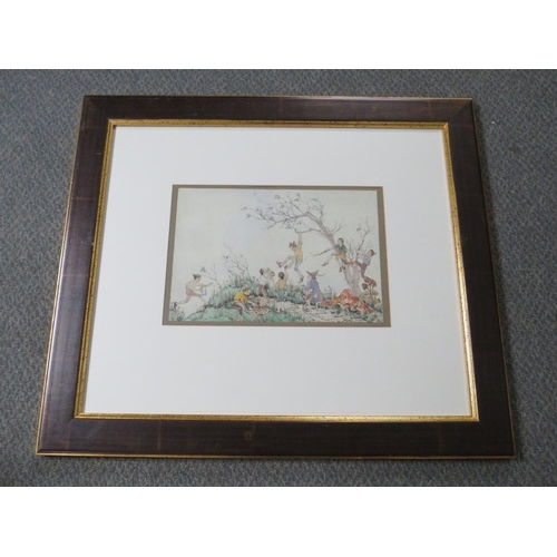 30 - A 20TH CENTURY ILLUSTRATION 'THE ELVES PICNIC', unsigned, pen, ink & watercolour on paper, framed an... 