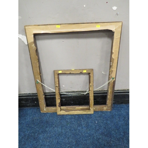 38 - TWO 19TH CENTURY MAPLE FRAMES, frame W 3.5 cm and 5.5 cm, rebates 34 x 26.5 cm and 64.5 x 56.5 cm