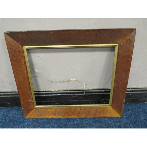 39 - A 19TH CENTURY MAPLE FRAME WITH THIN GOLD SLIP, frame W 8.5 cm, rebate 46 x 58 cm