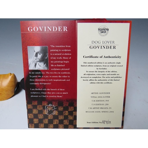 4 - GOVINDER NAZRAM (XX). 'Dog Lover', signed limited edition sculpture, with certificate