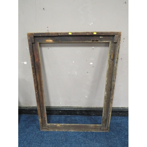 40 - A 19TH CENTURY DECORATIVE GOLD FRAME WITH CORNER EMBELLISHMENTS, with some restoration, frame W 9.5,... 