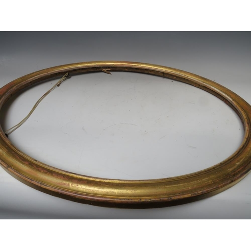 48 - A 19TH CENTURY OVAL GOLD FRAME, frame W 4 cm, rebate 62 x 47 cm